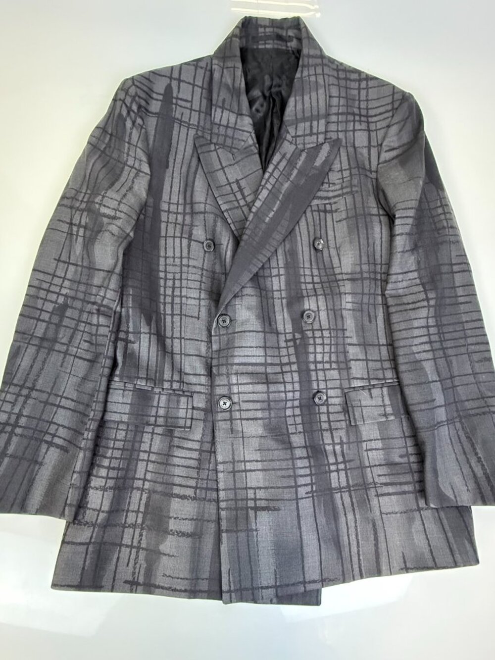 Versace Black Couture Check Tweed Coat OJ-49